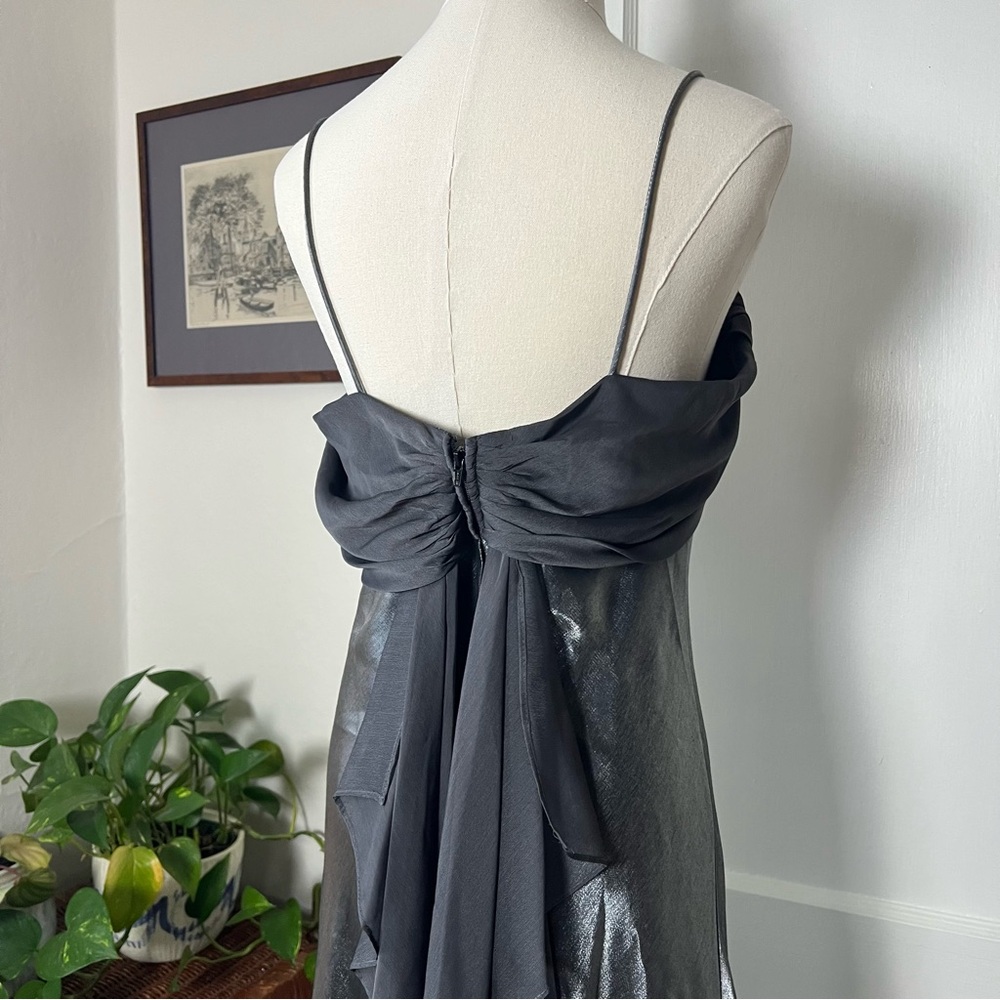 Vintage Deadstock Betsy & Adam Silver Maxi Formal Dress (Vintage sz 14) - Picture 3 of 9